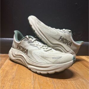 Hoka One One Men's Cream and Green Athletic Shoes